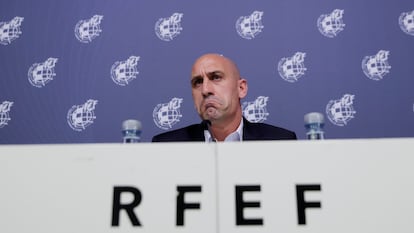 Luis Rubiales, durante una rueda de prensa, en una imagen de archivo.