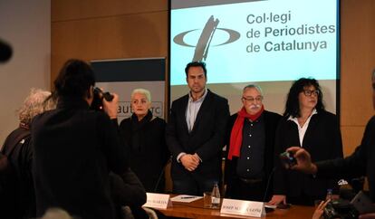 Josep María Goñi, secretario general de Unauto Cataluña, hoy en una rueda de prensa en Barcelona.