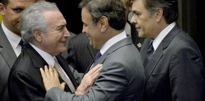 Temer, A&eacute;cio e C&aacute;ssio Cunha Lima.