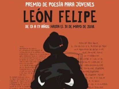 Cartel del Premio de poesía León Felipe organizado por el Ayuntamiento de Madrid. 