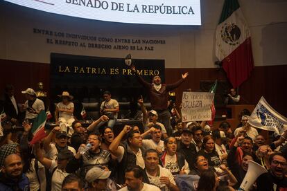 Manifestantes toman la Tribuna del Senado de la República ante la aprobación de la reforma judicial, el día 10 de septiembre de 2024.