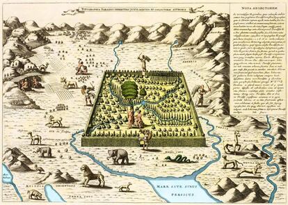 Mapa del jardí de l'Edèn, d'Athanasius Kircher.