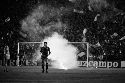 Camacho durante un partido de la selección española en el Ramón Sánchez Pizjuán.