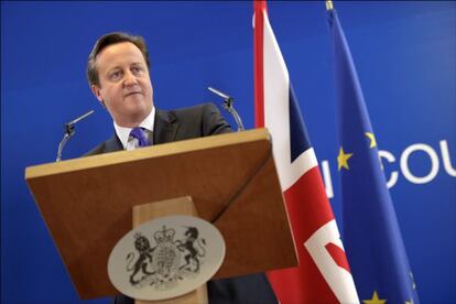 David Cameron, durante la cumbre europea en Bruselas.