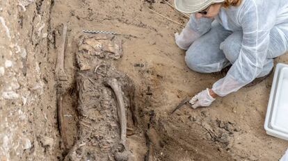 Imagen de uno de los cadáveres hallados en el Cementerio de San José, en Cádiz.