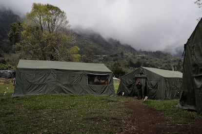 Puesto de vigilancia de la Policía Nacional contra la minería ilegal, en los Farallones.