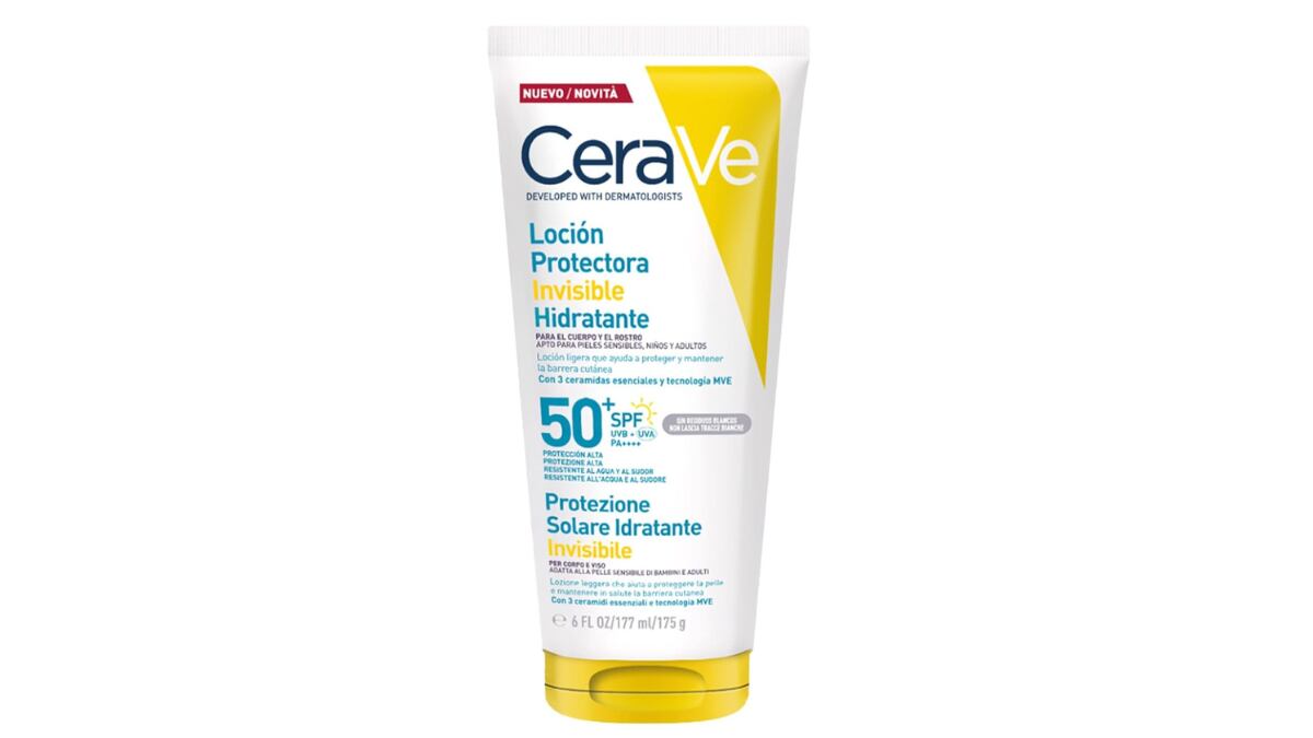 Crema corporal SPF 50+ CeraVe para todo tipo de pieles.