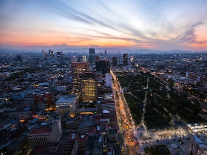 Ciudad de México vista desde la Torre Latinoamericana, al atardecer