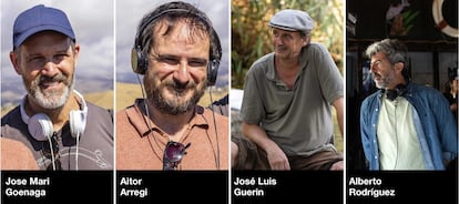 Los directores de las tres películas españolas que competirán por la Concha de Oro de San Sebastián.