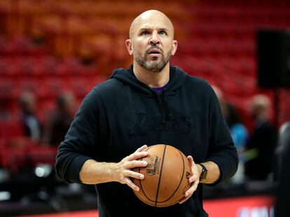 Jason Kidd,  cuando era entrenador ayudante en los Lakers, en un partido contra Miami, en 2019..