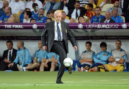 Del Bosque, durante el partido.