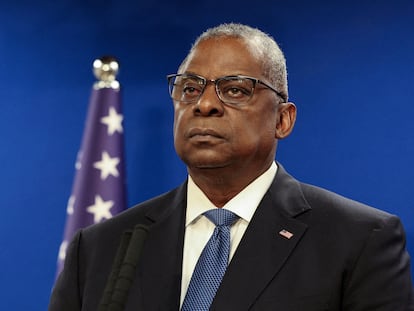 El secretario de Defensa de Estados Unidos, Lloyd Austin, el pasado 18 de diciembre en una rueda de prensa en Tel Aviv (Israel).