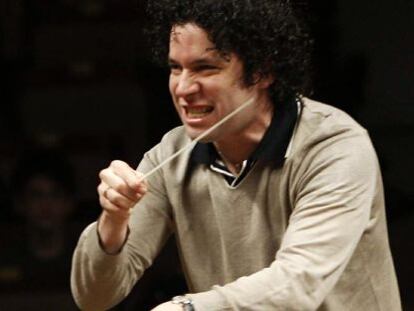 El director venezolano, Gustavo Dudamel, en un ensayo en Madrid en 2009.