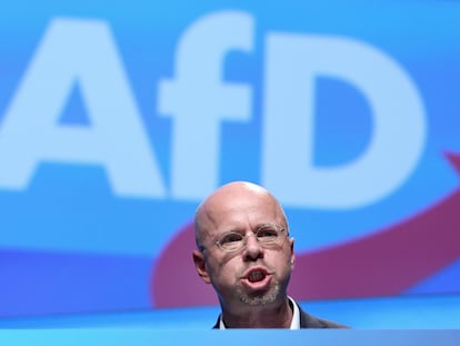 El político de Alternativa para Alemania (AfD) Andreas Kalbitz, durante una intervención en un congreso del partido el pasado diciembre en Braunschweig.
