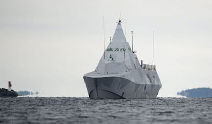 Una corbeta sueca en la bahía de Mysinge, en octubre de 2014.