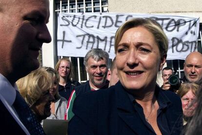 Marine Le Pen, líder del Frente Nacional, hoy en campaña.