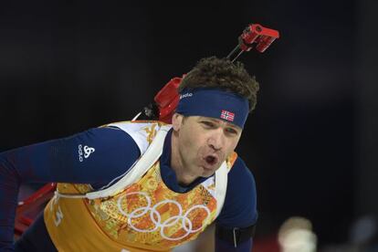 Bjoerndalen, durante el relevo mixto.