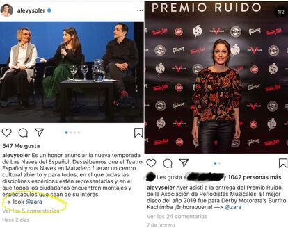 Dos de los ‘posts’ en los que Levy mencionaba a Zara (y que ha editado ‘a posteriori’).