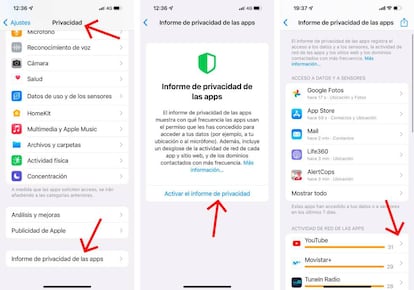 Activa el informe de privacidad en tu iPhone.