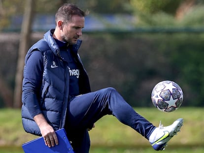 Lampard, en el entrenamiento de este lunes.