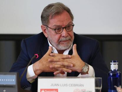 Juan Luis Cebrián, este viernes, en El Escorial (Madrid).