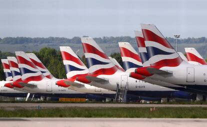 Aviones de British Airways en el aeropuerto londinense de Heathrow.