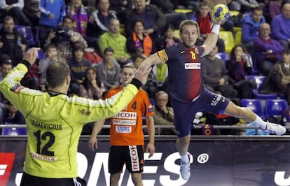 Víctor Tomàs, en un partido de Champions este año. 