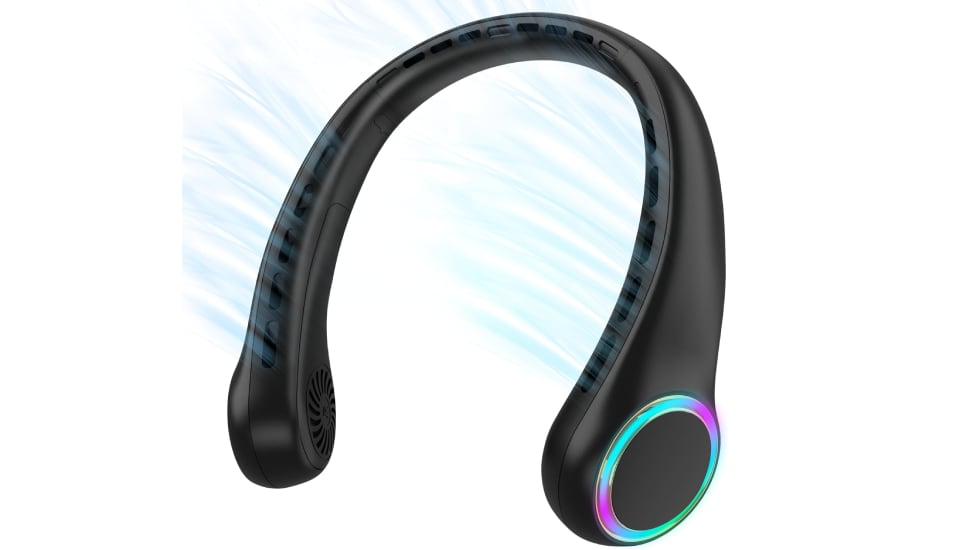 Ventilador de cuello portátil y silencioso con 64 luces led incluidas.