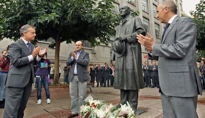 El presidente del PNV, Iñigo Urkullu, durante la ofrenda floral del 75 aniversario de su juramento como presidente.