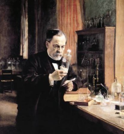 Retrato de Alfred Nobel en su laboratorio.
