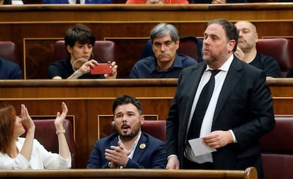 Oriol Junqueras, en prisión por su participación en el 'procés', en el Congreso el pasado 21 de mayo.