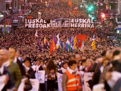 Manifestación en Bilbao por el acercamiento de los presos de ETA al País Vasco, en septiembre de 2019.