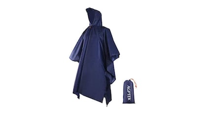 Poncho impermeable para la lluvia con capucha, visera y una funda de transporte