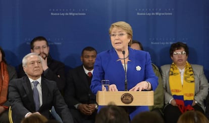 La presidente de Chile, Michelle Bachelet, este lunes en Santiago de Chile.