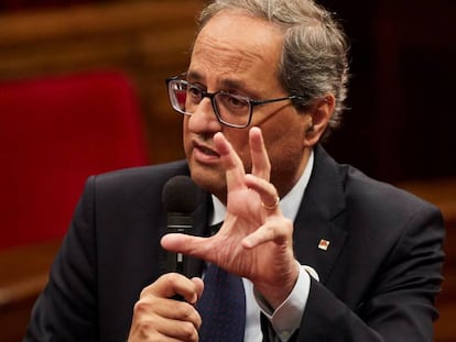 El presidente de la Generalitat, Quim Torra, durante la sesión de control en el Parlament el pasado miércoles.