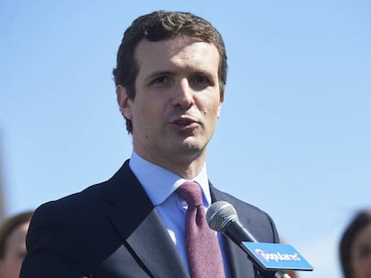 Pablo Casado, en un acto de su partido en Madrid. 