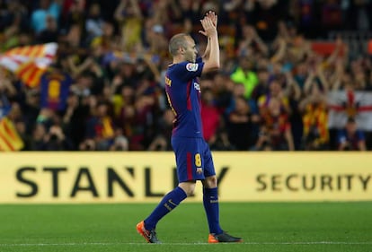 Barcelona, en el Camp Nou, durante el partido contra el Real Madrid.