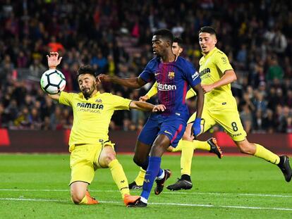 Dembélé hace el quinto gol para el Barcelona. 