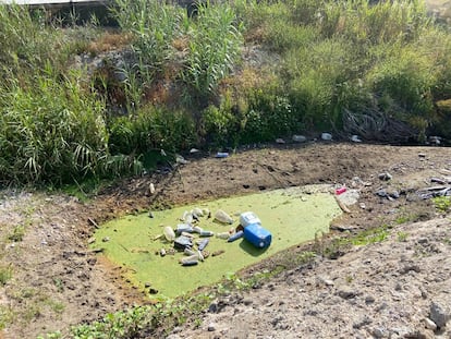 Basura de plásticos, acumulados en las albuferas de Adra.