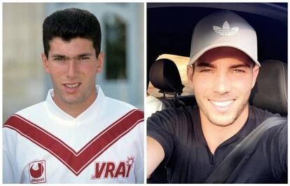 <strong>Zinedine e Luca Zidane.</strong> O jogador estreou com 17 anos na primeira divisão francesa e iniciou uma carreira que o levou a erguer, entre outros troféus, a Copa do Mundo com a Seleção Francesa, nacionalidade que compartilha com a argelina. Seu filho Luca, 18 anos, decidiu seguir os passos do pai, embora ao revés. Em lugar de ser o encarregado de encaixar a bola na rede, precisa evitar que isso aconteça. Joga como goleiro no Real Madrid Juvenil.