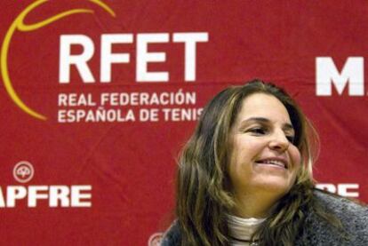Arantxa Sánchez Vicario, durante su presentación como capitana del equipo español de la Copa Federación.