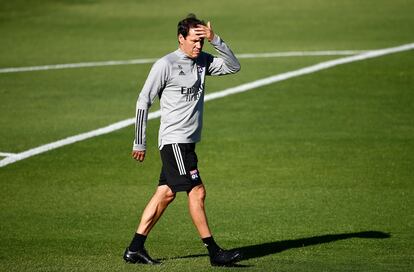 Rudi García, durante el último entrenamiento del Lyon previo al partido de sesmifinales de la Champions ante el Bayern de Múnich. / (AFP)