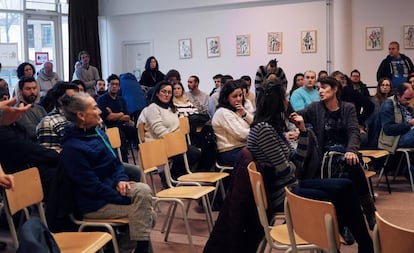 Spaniards attend an informative session on the Dutch labor system in Amsterdam.