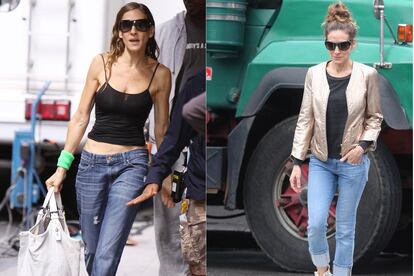 Los jeans remangados son una opción en el estilismo de ambas. Aunque hay que reconocer que Sarah Jessica Parker los da mucho más de sí.