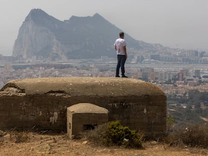 View of Gibraltar and La Línea de la Concepción from a bunker on Sierra Carbonera.