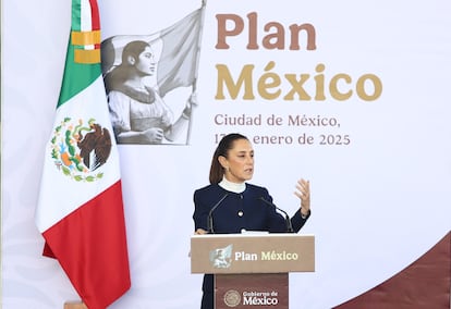 Claudia Sheinbaum presenta el 'Plan México' en el Museo de Antropología, en Ciudad de México.