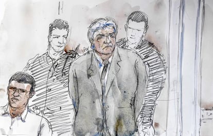 Un dibujo de Wojciech Janowski, durante el juicio.