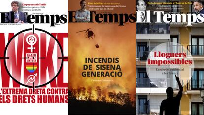 Últimas tres portadas de la revista 'El Temps'.