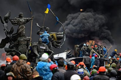 Protestas contra el Gobierno Ucranio en Kiev el 20 de febrero de 2014