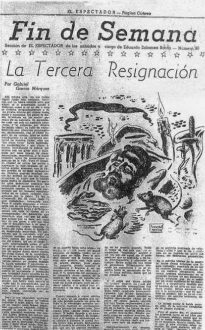 La página de 'El Espectador' donde Gabo publicó su primer cuento hace 70 años.